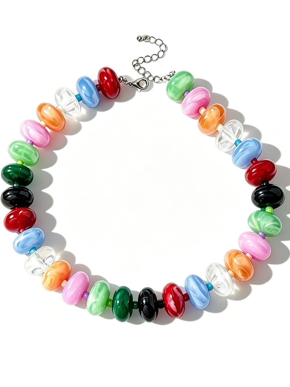 Summer Colorful Dopamine Marbled Bead Necklace